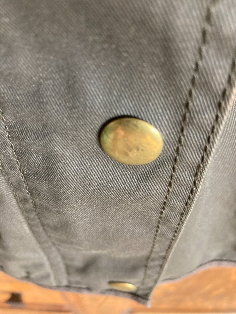 J Crew Field Jacket, XL, olive w/gold snaps & hidden zipper, good used condition - Picture 9 of 16